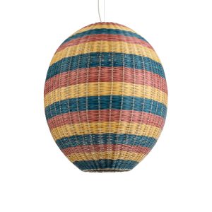CABALLEROS 02066 Boho Κρεμαστό Φωτιστικό Πλέγμα Μονόφωτο 1 x E27 IP20 Πολύχρωμο Ξύλο – Μ70 x Π70 x Υ80cm
