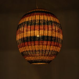 CABALLEROS 02066 Boho Κρεμαστό Φωτιστικό Πλέγμα Μονόφωτο 1 x E27 IP20 Πολύχρωμο Ξύλο – Μ70 x Π70 x Υ80cm
