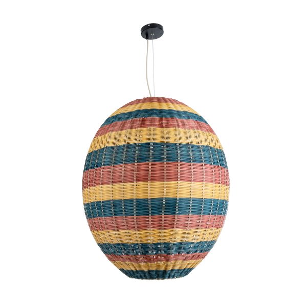 CABALLEROS 02066 Boho Κρεμαστό Φωτιστικό Πλέγμα Μονόφωτο 1 x E27 IP20 Πολύχρωμο Ξύλο - Μ70 x Π70 x Υ80cm - Image 3