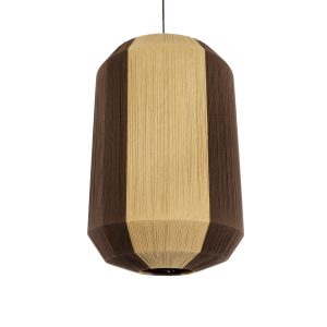SALERNO 02076 Boho Κρεμαστό Φωτιστικό Πλέγμα Μονόφωτο 1 x E27 IP20 Μπεζ & Καφέ Σχοινί – Μ50 x Π50 x Υ80cm