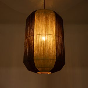SALERNO 02076 Boho Κρεμαστό Φωτιστικό Πλέγμα Μονόφωτο 1 x E27 IP20 Μπεζ & Καφέ Σχοινί – Μ50 x Π50 x Υ80cm