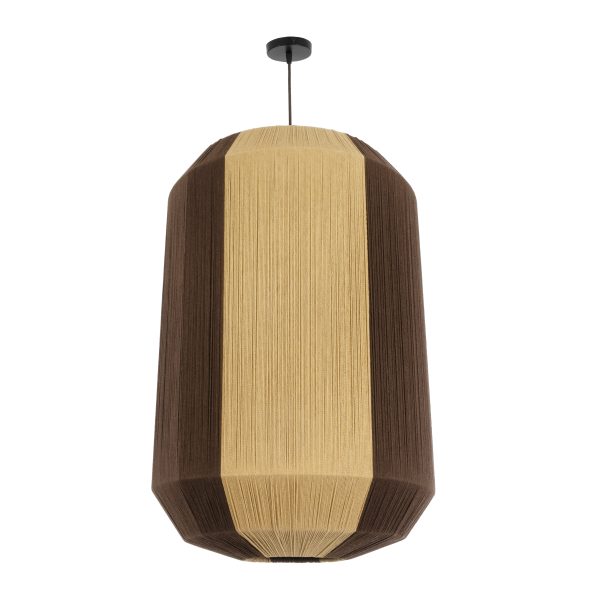SALERNO 02076 Boho Κρεμαστό Φωτιστικό Πλέγμα Μονόφωτο 1 x E27 IP20 Μπεζ & Καφέ Σχοινί - Μ50 x Π50 x Υ80cm - Image 3
