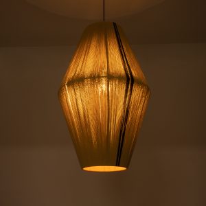 SALERNO 02077 Boho Κρεμαστό Φωτιστικό Πλέγμα Μονόφωτο 1 x E27 IP20 Μπεζ & Μαύρο Σχοινί – Μ50 x Π50 x Υ80cm