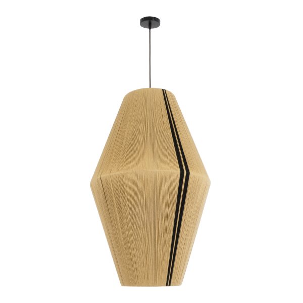 SALERNO 02077 Boho Κρεμαστό Φωτιστικό Πλέγμα Μονόφωτο 1 x E27 IP20 Μπεζ & Μαύρο Σχοινί - Μ50 x Π50 x Υ80cm - Image 3