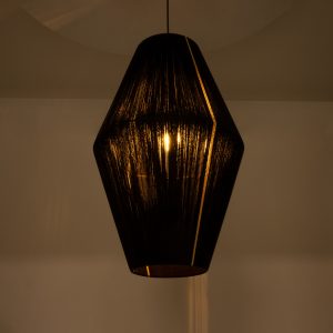 SALERNO 02078 Boho Κρεμαστό Φωτιστικό Πλέγμα Μονόφωτο 1 x E27 IP20 Μαύρο & Μπεζ Σχοινί – Μ50 x Π50 x Υ80cm