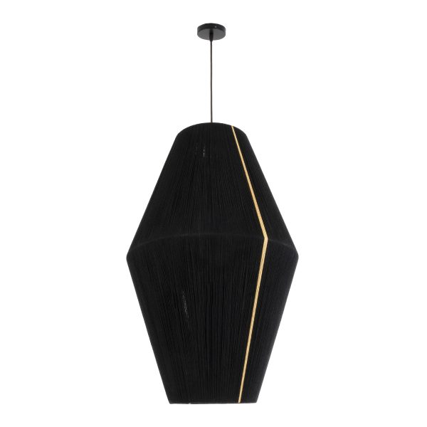 SALERNO 02078 Boho Κρεμαστό Φωτιστικό Πλέγμα Μονόφωτο 1 x E27 IP20 Μαύρο & Μπεζ Σχοινί - Μ50 x Π50 x Υ80cm - Image 3