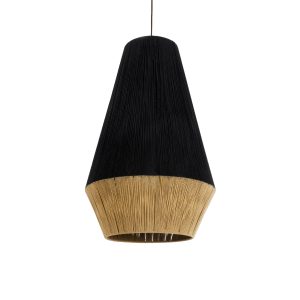 SALERNO 02080 Boho Κρεμαστό Φωτιστικό Πλέγμα Μονόφωτο 1 x E27 IP20 Μαύρο & Μπεζ Σχοινί – Μ50 x Π50 x Υ80cm