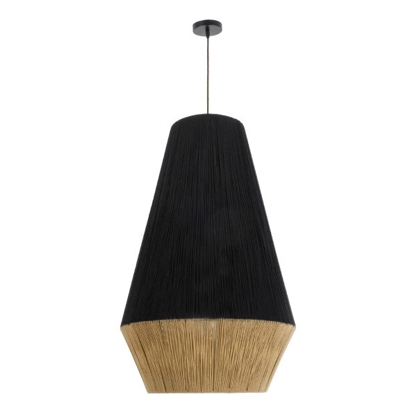 SALERNO 02080 Boho Κρεμαστό Φωτιστικό Πλέγμα Μονόφωτο 1 x E27 IP20 Μαύρο & Μπεζ Σχοινί - Μ50 x Π50 x Υ80cm - Image 3