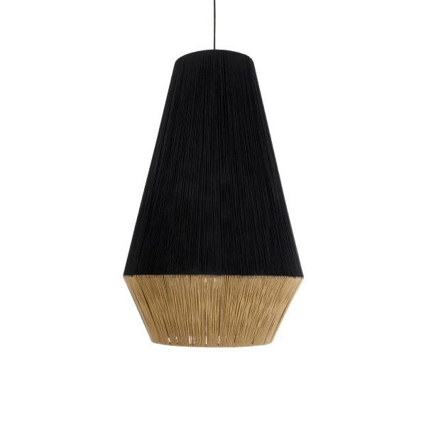 SALERNO 02080 Boho Κρεμαστό Φωτιστικό Πλέγμα Μονόφωτο 1 x E27 IP20 Μαύρο & Μπεζ Σχοινί - Μ50 x Π50 x Υ80cm - Image 4