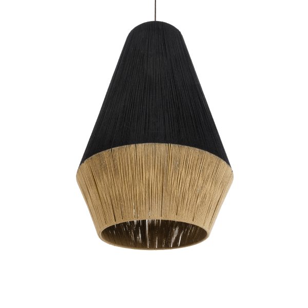 SALERNO 02080 Boho Κρεμαστό Φωτιστικό Πλέγμα Μονόφωτο 1 x E27 IP20 Μαύρο & Μπεζ Σχοινί - Μ50 x Π50 x Υ80cm - Image 5