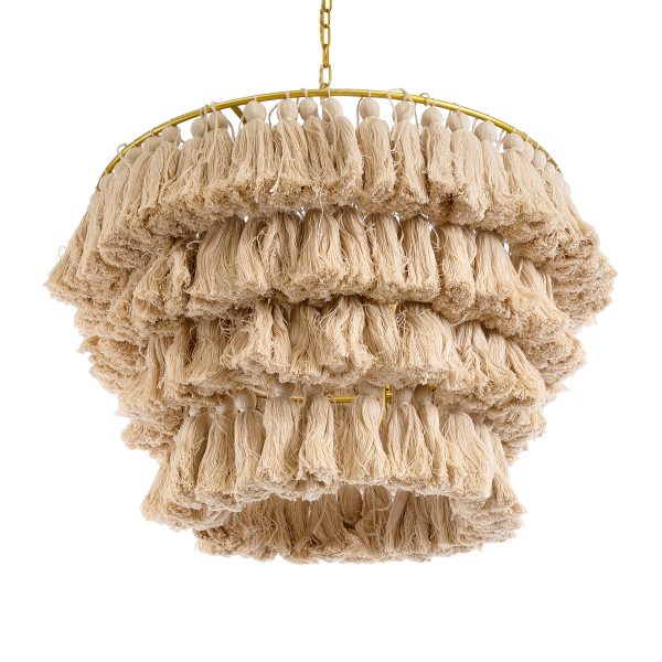 MISSOULA 02088 Boho Κρεμαστό Φωτιστικό Σχοινί Μονόφωτο 1 x E27 IP20 Μπεζ Ύφασμα με Χρυσό Μέταλλο - Μ60 x Π60 x Υ40cm - Image 5