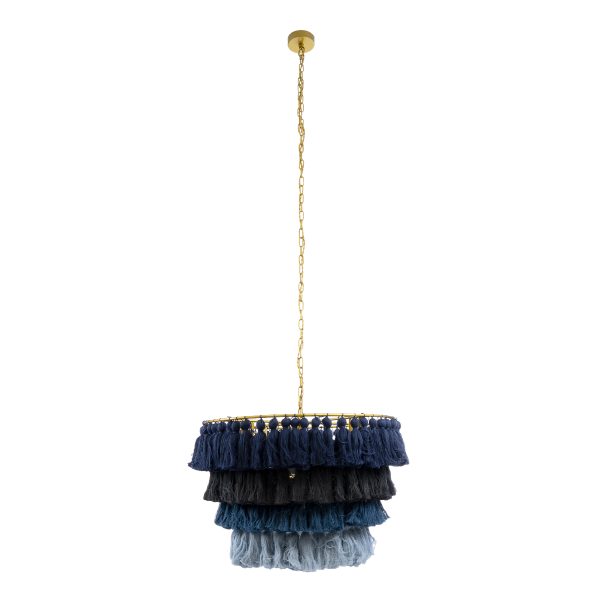 MISSOULA 02089 Boho Κρεμαστό Φωτιστικό Σχοινί Μονόφωτο 1 x E27 IP20 Πολύχρωμο Ύφασμα με Χρυσό Μέταλλο - Μ60 x Π60 x Υ40cm - Image 3