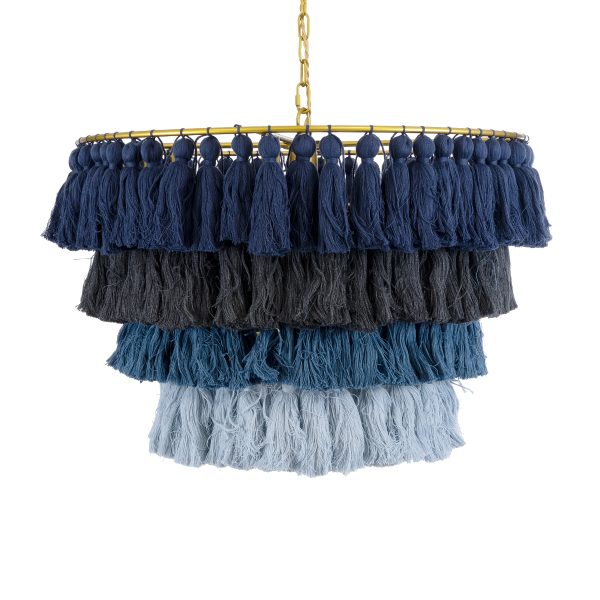 MISSOULA 02089 Boho Κρεμαστό Φωτιστικό Σχοινί Μονόφωτο 1 x E27 IP20 Πολύχρωμο Ύφασμα με Χρυσό Μέταλλο - Μ60 x Π60 x Υ40cm - Image 4