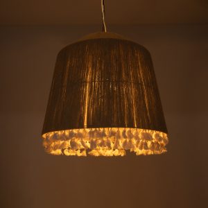 PUERTORICO 02093 Boho Κρεμαστό Φωτιστικό Καμπάνα Τρίφωτο 3 x E27 IP20 Μπεζ & Λευκό Σχοινί – Μ80 x Π80 x Υ80cm