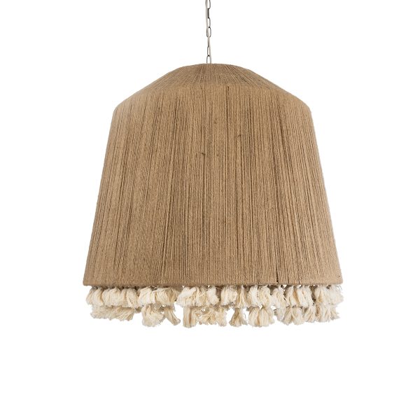 PUERTORICO 02093 Boho Κρεμαστό Φωτιστικό Καμπάνα Τρίφωτο 3 x E27 IP20 Μπεζ & Λευκό Σχοινί - Μ80 x Π80 x Υ80cm - Image 4