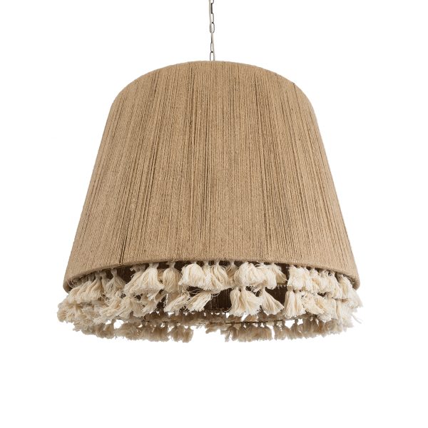 PUERTORICO 02093 Boho Κρεμαστό Φωτιστικό Καμπάνα Τρίφωτο 3 x E27 IP20 Μπεζ & Λευκό Σχοινί - Μ80 x Π80 x Υ80cm - Image 5