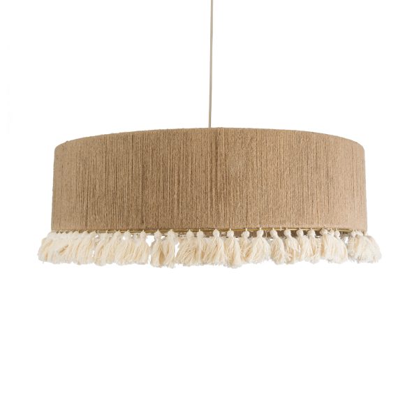 PUERTORICO 02095 Boho Κρεμαστό Φωτιστικό Καπέλο Τριφωτο 3 x E27 IP20 Μπεζ & Λευκό Σχοινί - Μ80 x Π80 x Υ27cm - Image 4