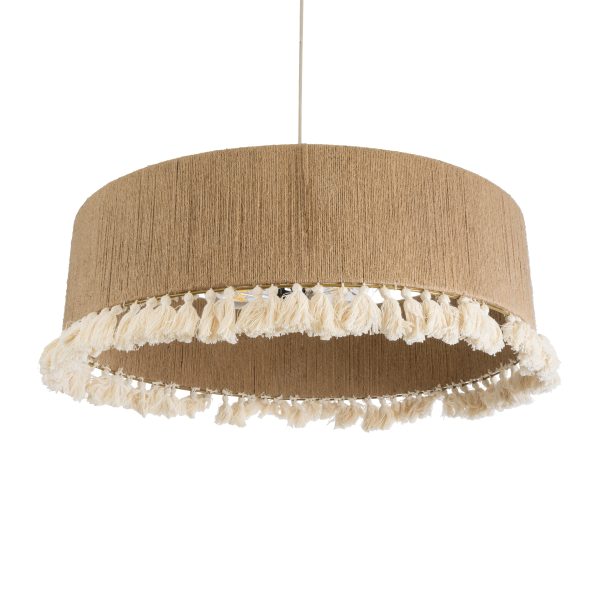 PUERTORICO 02095 Boho Κρεμαστό Φωτιστικό Καπέλο Τριφωτο 3 x E27 IP20 Μπεζ & Λευκό Σχοινί - Μ80 x Π80 x Υ27cm - Image 5