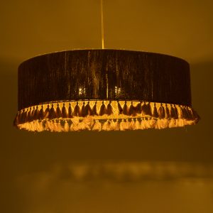 PUERTORICO 02097 Boho Κρεμαστό Φωτιστικό Καπέλο Τρίφωτο 3 x E27 IP20 Μπεζ & Ροζ Σχοινί – Μ80 x Π80 x Υ27cm