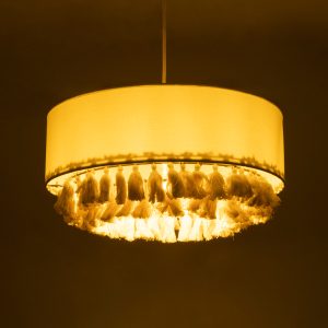 GINGER 02100 Boho Κρεμαστό Φωτιστικό Καπέλο Μονόφωτο 1 x E27 IP20 Μπεζ Ύφασμα με Μπεζ Σχοινί – Μ50 x Π50 x Υ25cm