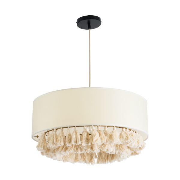 GINGER 02100 Boho Κρεμαστό Φωτιστικό Καπέλο Μονόφωτο 1 x E27 IP20 Μπεζ Ύφασμα με Μπεζ Σχοινί - Μ50 x Π50 x Υ25cm - Image 3
