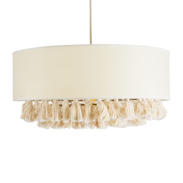 GINGER 02100 Boho Κρεμαστό Φωτιστικό Καπέλο Μονόφωτο 1 x E27 IP20 Μπεζ Ύφασμα με Μπεζ Σχοινί - Μ50 x Π50 x Υ25cm - Image 4