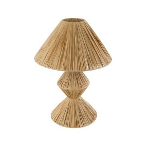 LUANA 02107 Boho Επιτραπέζιο Φωτιστικό Πορτατίφ Μονόφωτο 1 x E27 IP20 Μπεζ Raffia – Μ40 x Π40 x Υ50cm