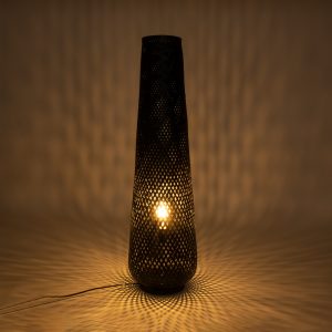 MAMIZU 02110 Boho Επιδαπέδιο Φωτιστικό Μονόφωτο 1 x E27 IP20 Μαύρο Ξύλο – Μ28 x Π28 x Υ93cm