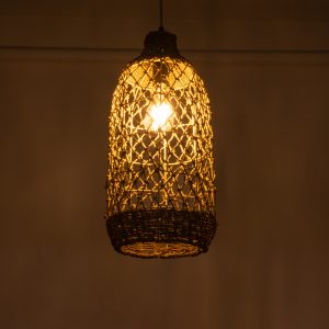 ECUADOR 02116 Boho Κρεμαστό Φωτιστικό Πλέγμα Μονόφωτο 1 x E27 IP20 Μπεζ Rattan – Μ23 x Π23 x Υ50cm