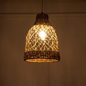 ECUADOR 02118 Boho Κρεμαστό Φωτιστικό Πλέγμα Μονόφωτο 1 x E27 IP20 Μπεζ Rattan – Μ25 x Π25 x Υ35cm