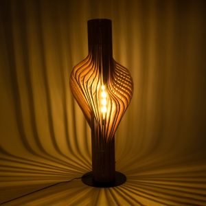 MIHIRO 02150 Boho Επιδαπέδιο Φωτιστικό Μονόφωτο 1 x E27 IP20 Καφέ Ξύλο με Μαύρο Μέταλλο – Μ48 x Π48 x Υ120cm