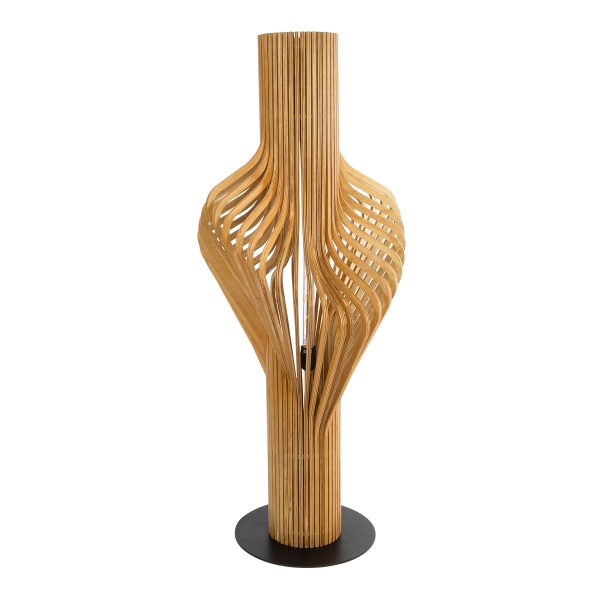 MIHIRO 02150 Boho Επιδαπέδιο Φωτιστικό Μονόφωτο 1 x E27 IP20 Καφέ Ξύλο με Μαύρο Μέταλλο - Μ48 x Π48 x Υ120cm - Image 3
