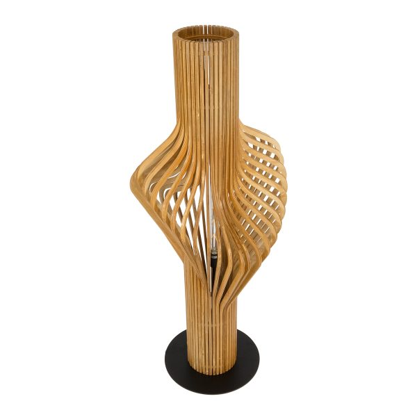 MIHIRO 02150 Boho Επιδαπέδιο Φωτιστικό Μονόφωτο 1 x E27 IP20 Καφέ Ξύλο με Μαύρο Μέταλλο - Μ48 x Π48 x Υ120cm - Image 4