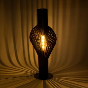 MIHIRO 02151 Boho Επιδαπέδιο Φωτιστικό Μονόφωτο 1 x E27 IP20 Καφέ Ξύλο με Μαύρο Μέταλλο – Μ48 x Π48 x Υ120cm