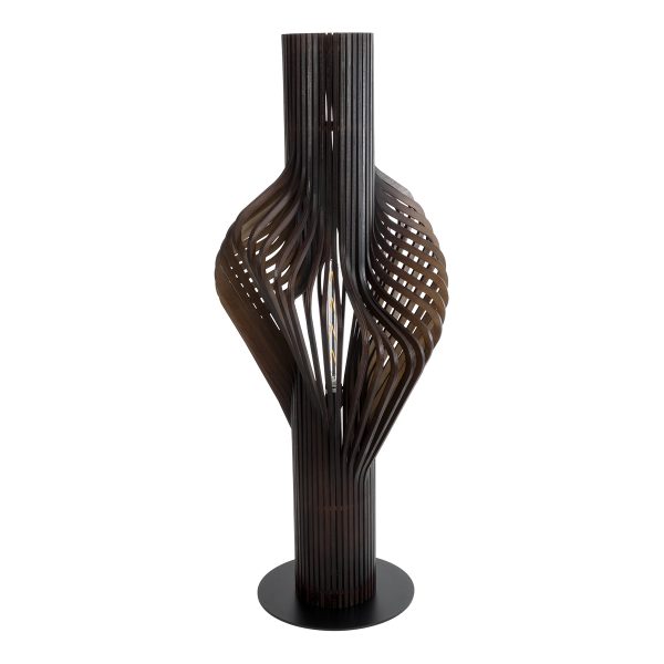 MIHIRO 02151 Boho Επιδαπέδιο Φωτιστικό Μονόφωτο 1 x E27 IP20 Καφέ Ξύλο με Μαύρο Μέταλλο - Μ48 x Π48 x Υ120cm - Image 3