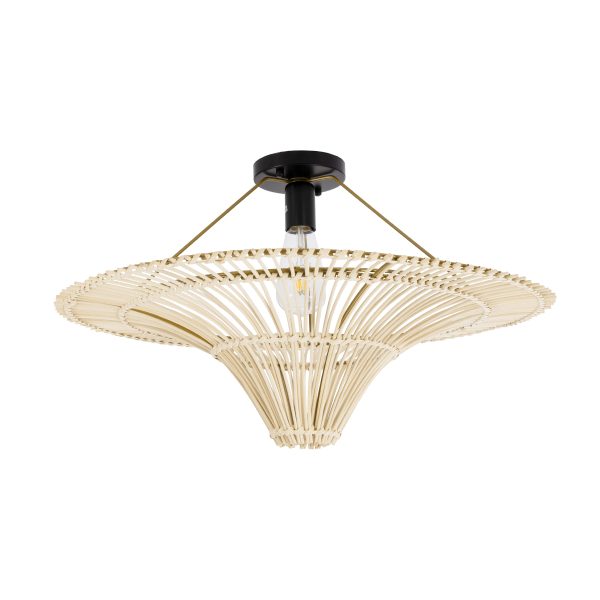 PALERMO 02152 Boho Κρεμαστό Φωτιστικό Πλέγμα Μονόφωτο 1 x E27 IP20 Μπεζ Ξύλο - Μ60 x Π60 x Υ36cm