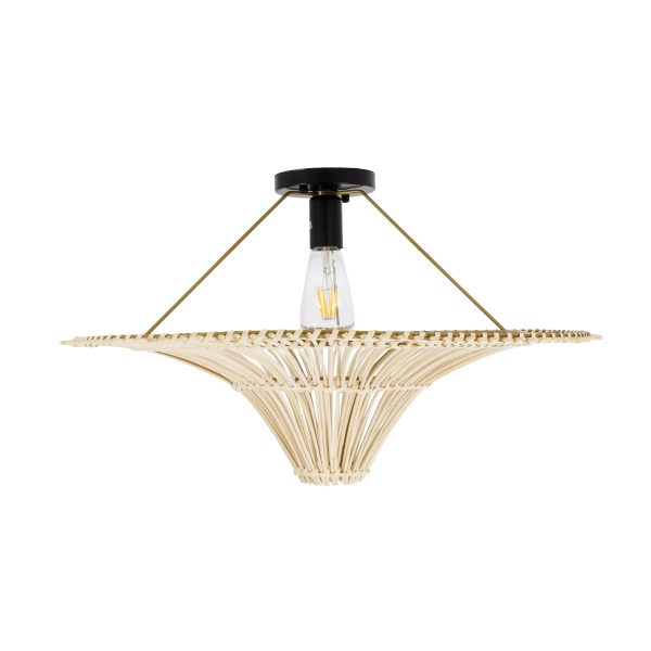 PALERMO 02152 Boho Κρεμαστό Φωτιστικό Πλέγμα Μονόφωτο 1 x E27 IP20 Μπεζ Ξύλο - Μ60 x Π60 x Υ36cm - Image 3