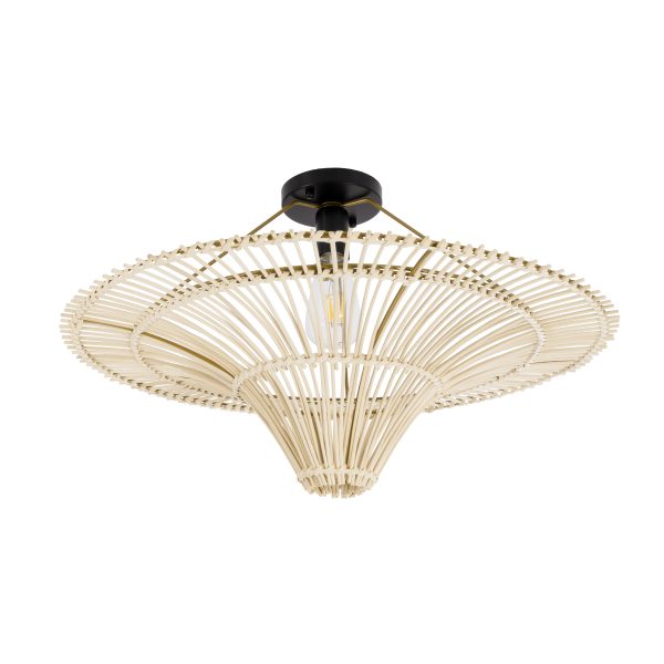 PALERMO 02152 Boho Κρεμαστό Φωτιστικό Πλέγμα Μονόφωτο 1 x E27 IP20 Μπεζ Ξύλο - Μ60 x Π60 x Υ36cm - Image 4