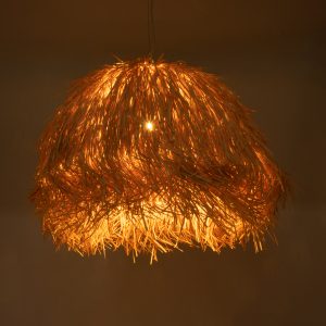 GUADELOUPE 02155 Boho Κρεμαστό Φωτιστικό Πλέγμα Μονόφωτο 1 x E27 IP20 Καφέ Ράφια – Μ80 x Π80 x Υ60cm