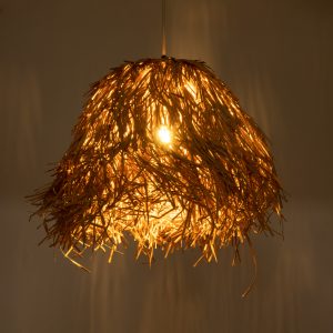 GUADELOUPE 02157 Boho Κρεμαστό Φωτιστικό Πλέγμα Μονόφωτο 1 x E27 IP20 Μπεζ Ράφια – Μ50 x Π50 x Υ40cm