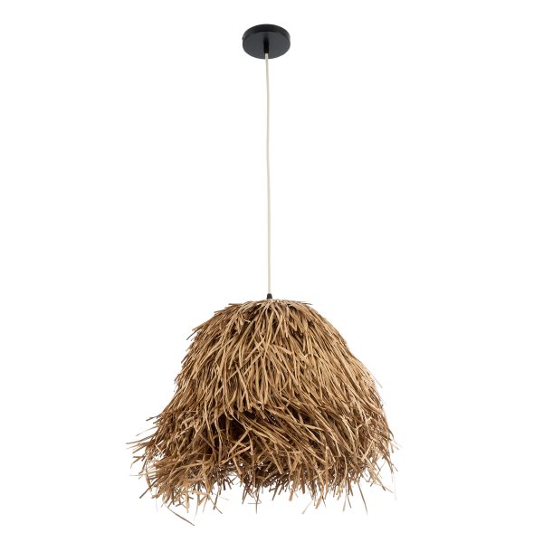 GUADELOUPE 02157 Boho Κρεμαστό Φωτιστικό Πλέγμα Μονόφωτο 1 x E27 IP20 Μπεζ Ράφια - Μ50 x Π50 x Υ40cm - Image 3