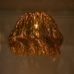 GUADELOUPE 02158 Boho Κρεμαστό Φωτιστικό Πλέγμα Μονόφωτο 1 x E27 IP20 Μπεζ Ράφια – Μ80 x Π80 x Υ60cm
