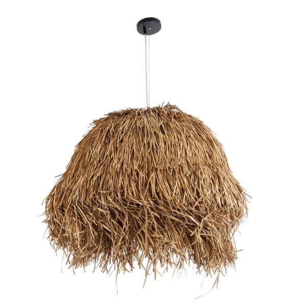 GUADELOUPE 02158 Boho Κρεμαστό Φωτιστικό Πλέγμα Μονόφωτο 1 x E27 IP20 Μπεζ Ράφια - Μ80 x Π80 x Υ60cm - Image 3