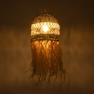 SAINTLUCIA 02160 Boho Κρεμαστό Φωτιστικό Πλέγμα Μονόφωτο 1 x E27 IP20 Καφέ Ράφια – Μ30 x Π30 x Υ90cm