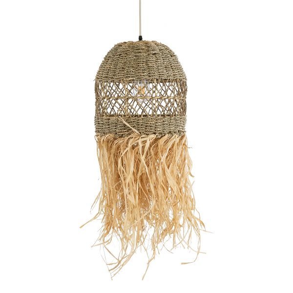 SAINTLUCIA 02160 Boho Κρεμαστό Φωτιστικό Πλέγμα Μονόφωτο 1 x E27 IP20 Καφέ Ράφια - Μ30 x Π30 x Υ90cm - Image 4