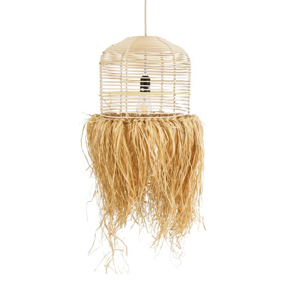 BASSETERRE 02162 Boho Κρεμαστό Φωτιστικό Πλεγμα Μονόφωτο 1 x E27 IP20 Μπεζ Ξύλο - Μ35 x Π35 x Υ60cm - Image 4