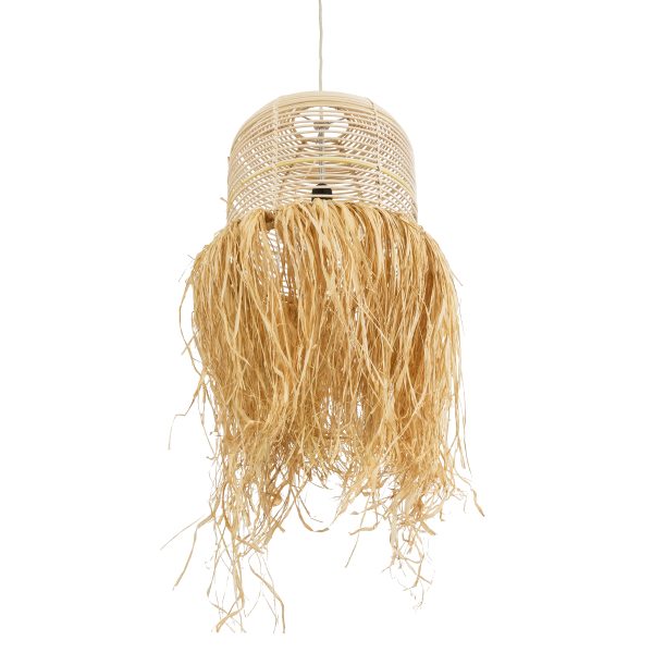 BASSETERRE 02162 Boho Κρεμαστό Φωτιστικό Πλεγμα Μονόφωτο 1 x E27 IP20 Μπεζ Ξύλο - Μ35 x Π35 x Υ60cm - Image 5