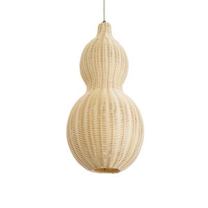 KINGSTOWN 02168 Boho Κρεμαστό Φωτιστικό Πλέγμα Μονόφωτο 1 x E27 IP20 Μπεζ Ξύλο – Μ30 x Π30 x Υ60cm