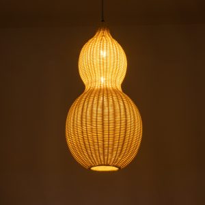 KINGSTOWN 02168 Boho Κρεμαστό Φωτιστικό Πλέγμα Μονόφωτο 1 x E27 IP20 Μπεζ Ξύλο – Μ30 x Π30 x Υ60cm