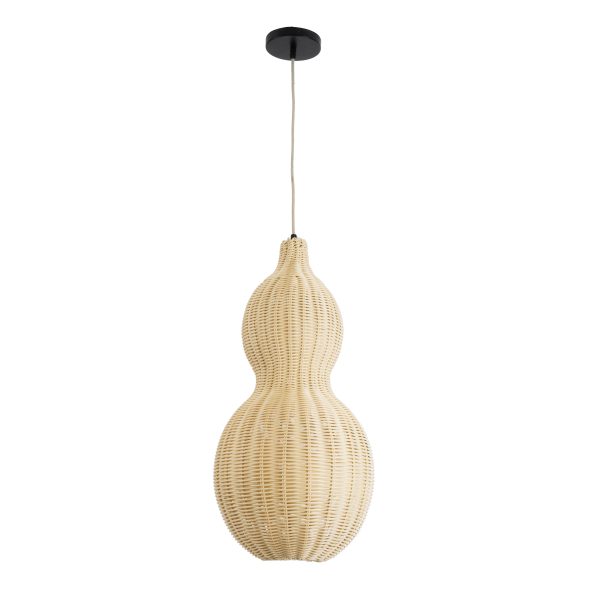 KINGSTOWN 02168 Boho Κρεμαστό Φωτιστικό Πλέγμα Μονόφωτο 1 x E27 IP20 Μπεζ Ξύλο - Μ30 x Π30 x Υ60cm - Image 3